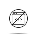 No coding, html, programming icon. Simple thin line, outline vector of web design development ban, prohibition, embargo,