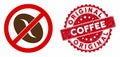 No Coffee Bean Icon with Grunge Original Coffee Stamp