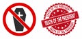 No Coffin Icon with Scratched Death of the President Stamp Royalty Free Stock Photo