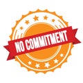 NO COMMITMENT text on red orange ribbon stamp