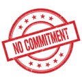 NO COMMITMENT text written on red vintage round stamp