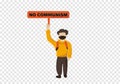 A protest man with democracy no coup sign campaign vector isolated on transparency background