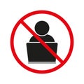 No Computer Use Icon. Prohibited Laptop Symbol. Digital Restriction Sign. Vector Illustration.