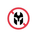 No cosplay sign, remove face mask icon, forbidden warrior symbol