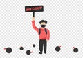 A protest man in bomb zone with no seize power sign campaign vector isolated on transparency background