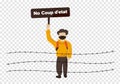 A protest man in barb line with no seize power sign campaign vector isolated on transparency background