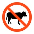 No cow sign ,vector illustratioon on white background