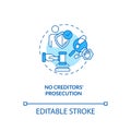 No creditors prosecution blue concept icon