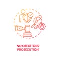 No creditors prosecution red gradient concept icon