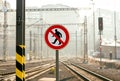 No Crossing Sign on Railroad Platform Royalty Free Stock Photo
