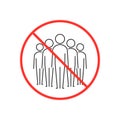 No crowd sign Prohibition icon for quarantine. No people sign simple illustration