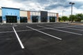 No Customers and Empty Parking Lot at Retail Shopping Center