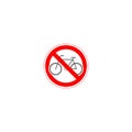 No cycling road sign flat icon isolated on white background Royalty Free Stock Photo