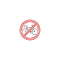 No cycling road sign flat icon isolated on white background Royalty Free Stock Photo