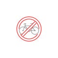 No cycling road sign flat icon isolated on white background Royalty Free Stock Photo