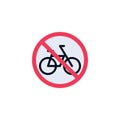 No cycling road sign flat icon Royalty Free Stock Photo