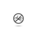 No cycling road sign flat icon with shadow Royalty Free Stock Photo