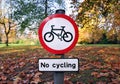 No cycling sign Royalty Free Stock Photo