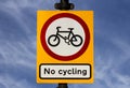 No Cycling Sign