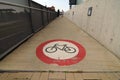 No cycling traffic sign on the ground