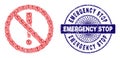 No Danger Recursion Mosaic of No Danger Icons and Distress Emergency Stop Round Guilloche Stamp