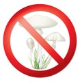 No dangerous toxin sign. Toadstool mushroom