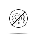 No Dart, bullseye icon. Simple thin line, outline vector of amusement ban, prohibition, embargo, interdict, forbiddance icons for