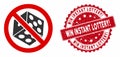 No Dice Gambling Icon with Grunge Win Instant Lottery! Stamp