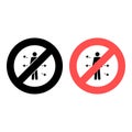 No directions, person, arrows icon. Simple glyph, flat vector of people ban, prohibition, embargo, interdict, forbiddance icons