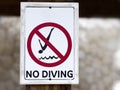 Don`t dive. Prohibition sign on the resort beach Royalty Free Stock Photo