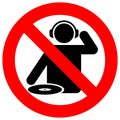 No dj zone warning sign Royalty Free Stock Photo