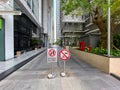 No dog allowed and parking prohibition sign in residential area Royalty Free Stock Photo