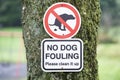 No dog fouling sign in children`s public play park Royalty Free Stock Photo