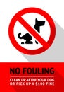 No dog fouling sign Royalty Free Stock Photo