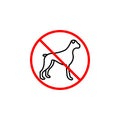 No dog line icon, prohibition sign, forbidden