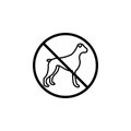 No dog line icon, prohibition sign, forbidden