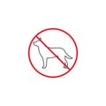 No dog line icon, red prohibited sign, vector Royalty Free Stock Photo