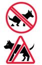 No dog pooping in the area or dogs prohibited sign vector illustration