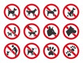 No dogs allowed, dog prohibition sign set Royalty Free Stock Photo