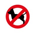 No dogs allowed. Dog prohibition sign, vector illustration.