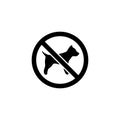 No Dogs Allowed, Dog Walking Prohibition. Flat Vector Icon illustration. Simple black symbol on white background. No