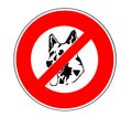No dogs allowed sign with a symbol of a german shepherd face Royalty Free Stock Photo