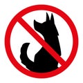 no dogs allowed symbol, prohibitory sign, red crossed out circle symbol with dog silhouette Royalty Free Stock Photo