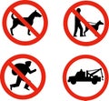 No dogs,burglars and towing sign