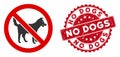 No Dogs Icon with Grunge No Dogs Stamp