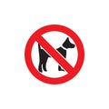 No dogs or pets allowed, prohibition sign. vector illustration. Royalty Free Stock Photo