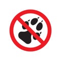 No dogs or pets allowed, prohibition sign. vector illustration. Royalty Free Stock Photo