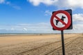 No dogs prohibitory restrictive sign on the beach