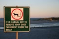 No dogs sign on the beach of Cape Town