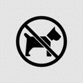 No dogs or stop with animals icon in black. Forbidden symbol simple on isolated background. EPS 10 vector Royalty Free Stock Photo